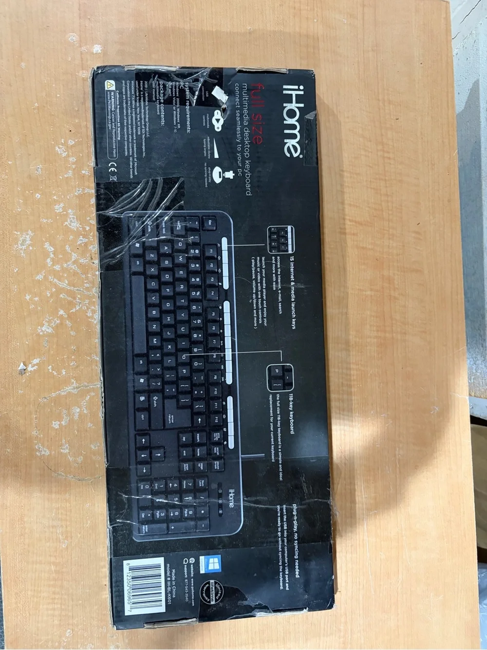 iHome Black Wired Full-Size Keyboard with Numeric Keypad